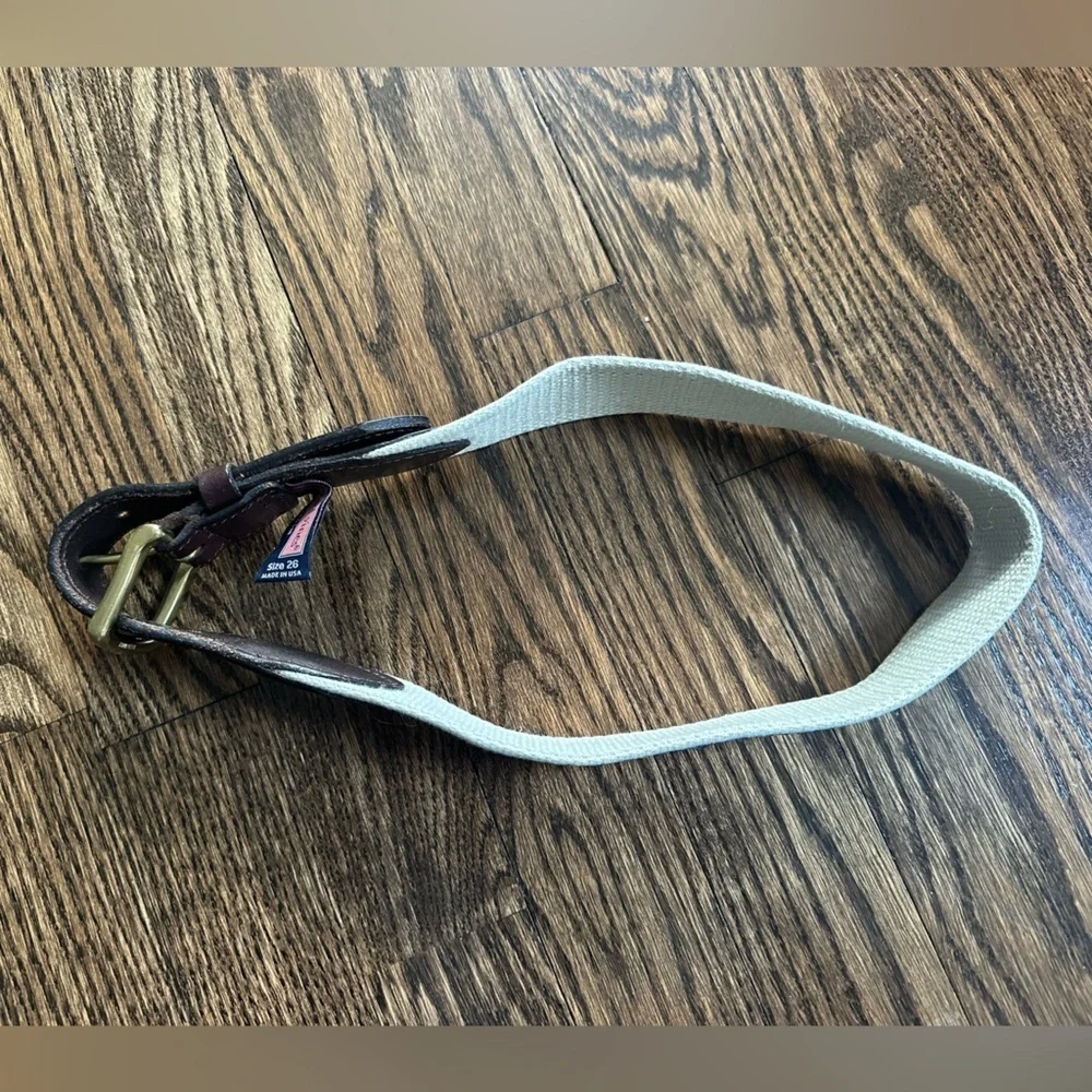 Vineyard Vines Kids Canvas Belt Navy Whale Club Logo Leather Preppy Size 26